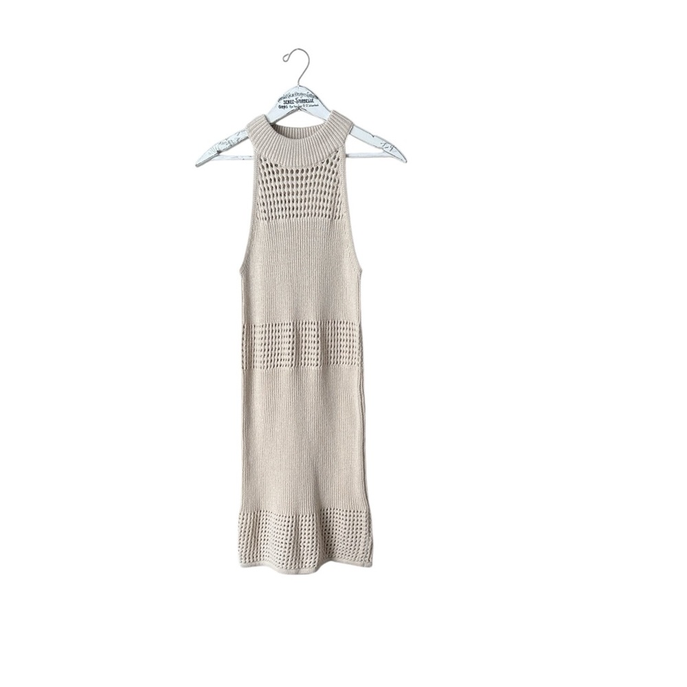RD Style Crochet Knit Sleeveless Midi Dress Beige Size M